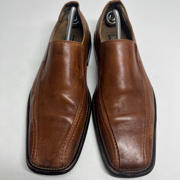 Stacy Adams Shoes Mens 9 Hillman Loafers 24199-03 Brown Leather Bicycle Toe - Picture 2 of 16